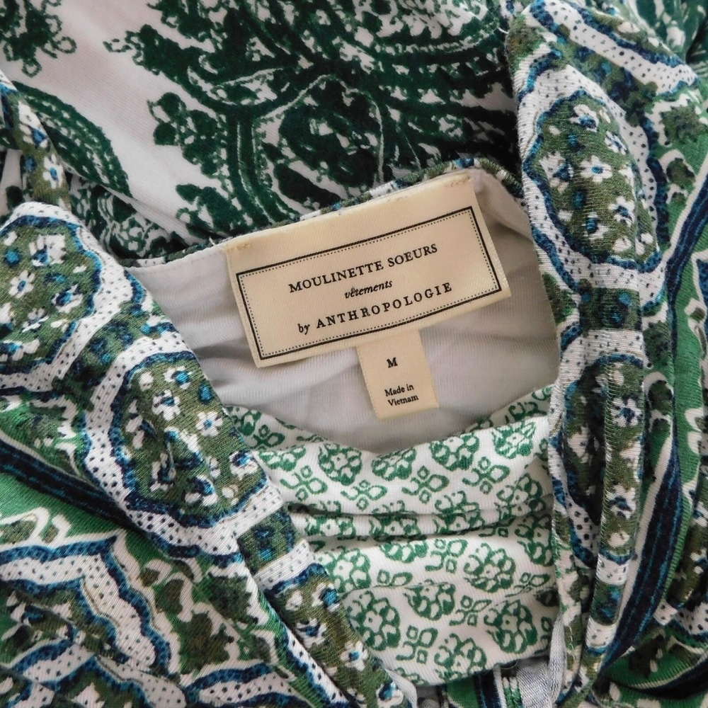 Anthropologie MOULINETTE SOEURS Brisbane Green Paisley Maxi Dress Knit Medium - Picture 13 of 16